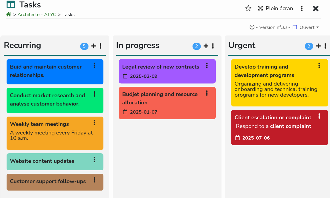 Screenshot - Tracim embed simple yet powerfull Kanban board
