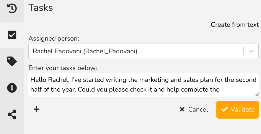 Screenshot - Tasks can be assigned to coworkers and associated to files or notes!