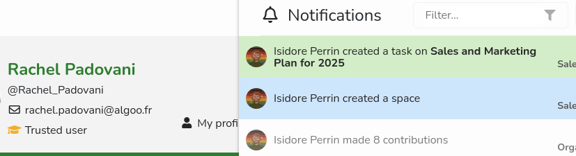 Screenshot - Assigned tasks are notified and can be found in user tasks screen